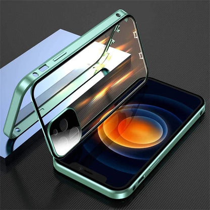 360 Metal Magnetic Double Sided Glass Cover Lens Protection Iphone16 14 15 Pro Max Iphone13 12 11