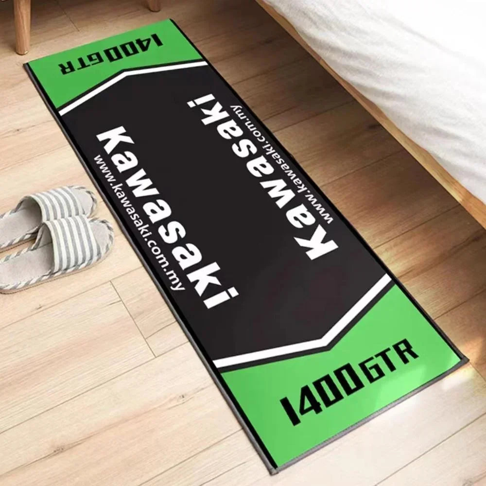 Kawasaki Motorcycle Area Rug Anti-Slip Floor Mat for Garage & Home Decor