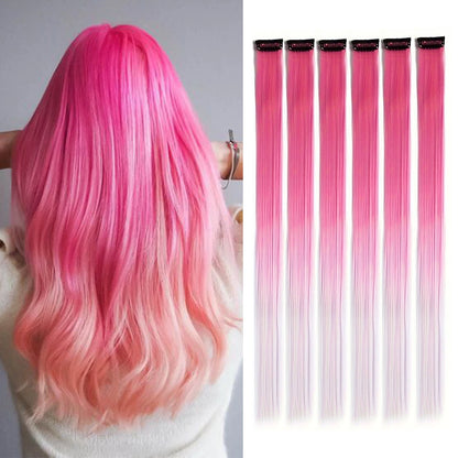 Clip Hair Extensions 6pcs Pack Colored Party Highlights 22 Inches Multi-Colors Straight Hair