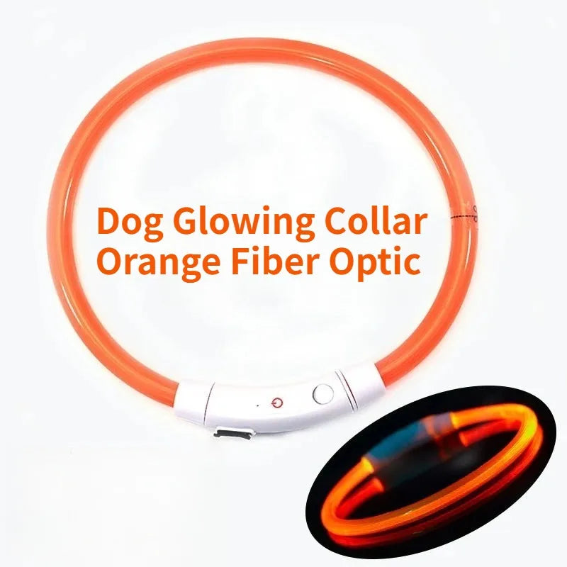 LED Fiber Optic Dog Collar – Rechargeable Glowing Safety Collar