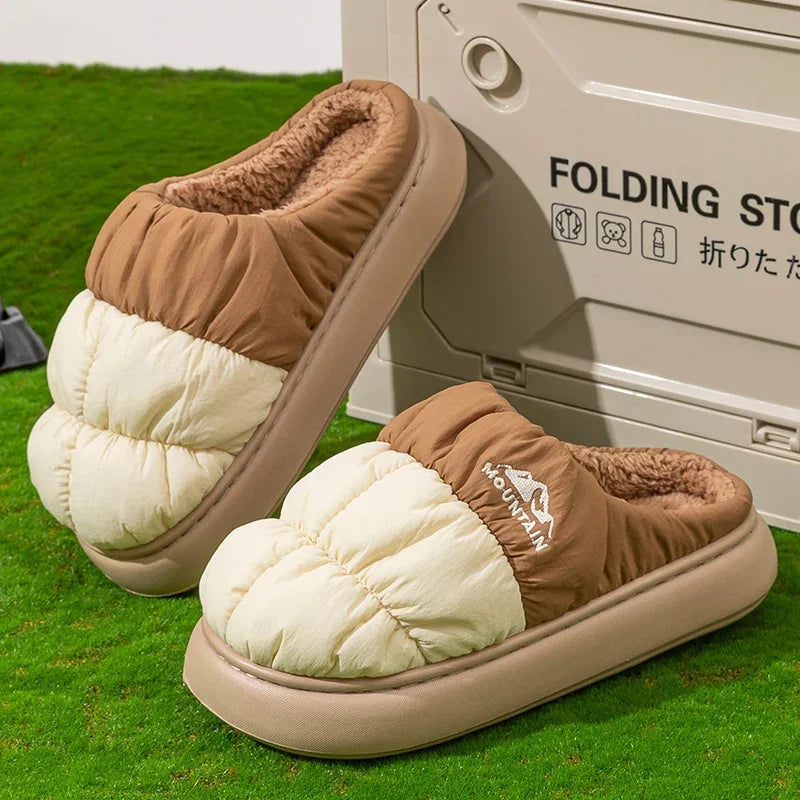 Long Plush Thick Warm Winter Slippers Women Waterproof Down Outdoor Unisex Mix Color Non Slip Cotton
