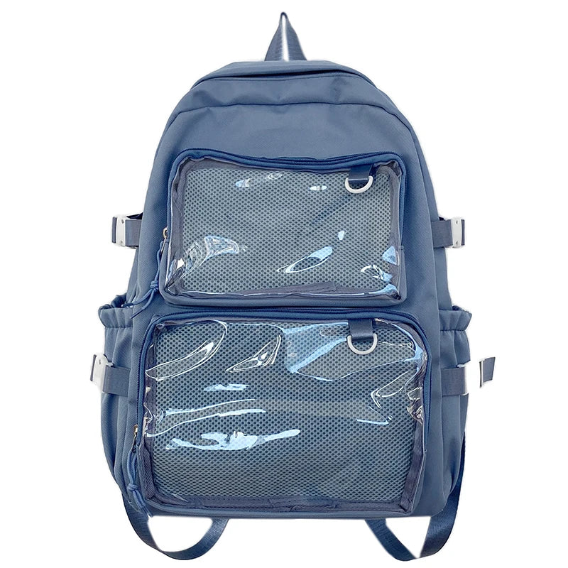 Transparent Ita Backpack – Large Capacity Japanese Style School Bag for Women