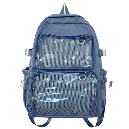 Transparent Ita Backpack – Large Capacity Japanese Style School Bag for Women