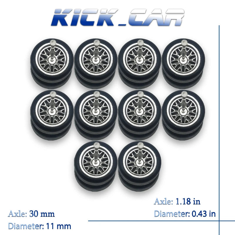 1:64 Scale Rubber Wheels Upgrade Set – 5 Cars (10 Wheels)