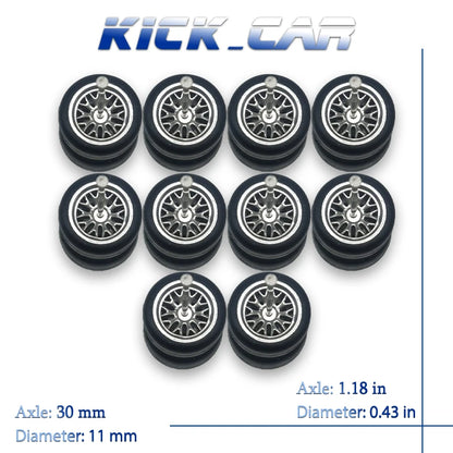 1:64 Scale Rubber Wheels Upgrade Set – 5 Cars (10 Wheels)