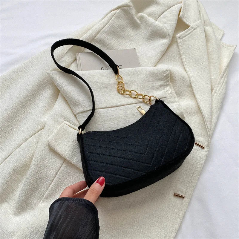 Women's Crescent Shoulder Bag – Mini Felt Underarm Purse