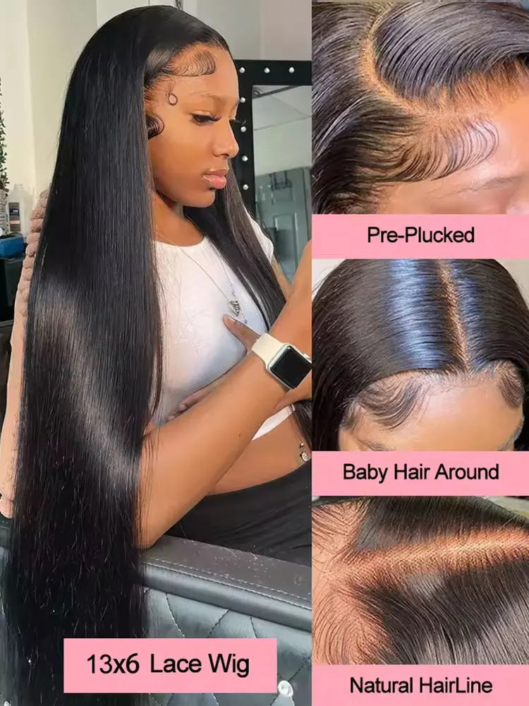 40 42 Inch 13x4 13x6 Hd Transparent Bone Straight Lace Front Wigs 250 Brazilian Human Hair 5x5