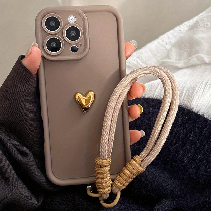 3D Golden Love Heart iPhone Case