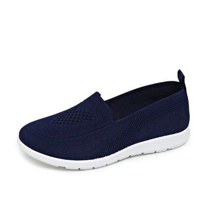 Women's Breathable Slip-On Flats – Casual Knit Mesh Shoes