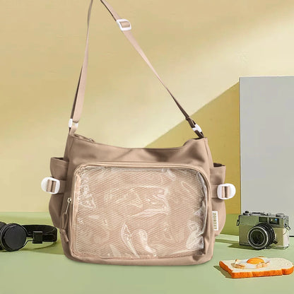 Japanese Ita Bag Women's Shoulder Purse with Clear Window & Multi-Pockets
