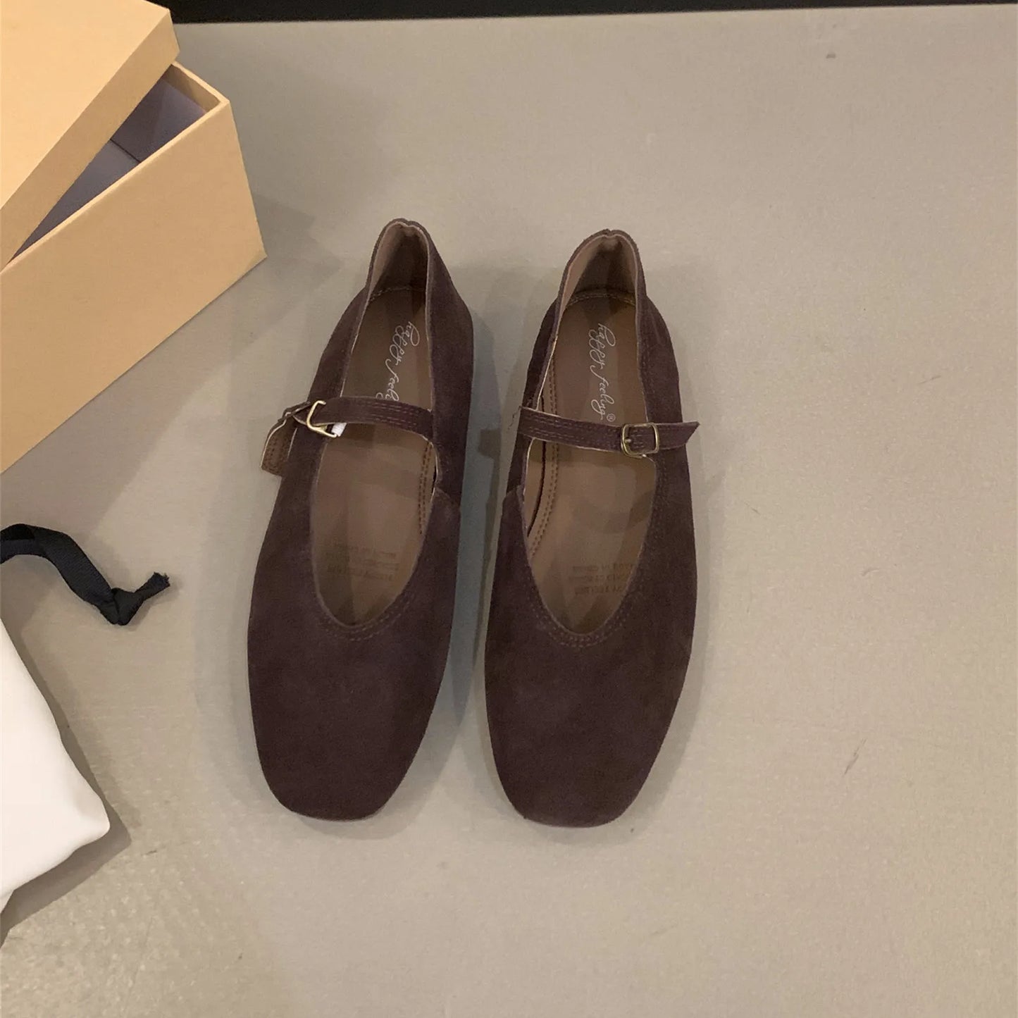Women's Soft Suede Ballet Flats – Mary Jane Slip-On Shoes