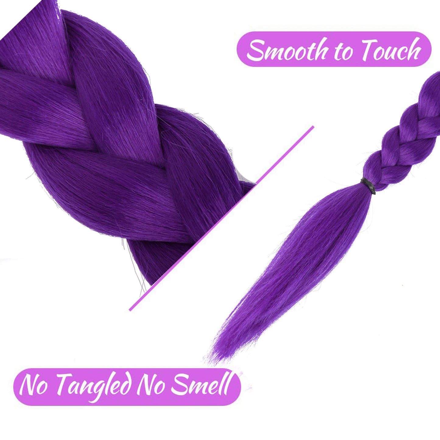 Purple 26inch Braid Clip Ponytail Hair Extension Long Hairpieces Cosplay Kids Girl Halloween