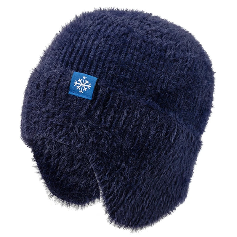 Women's Earflap Beanie – Faux Fur Knit Winter Hat