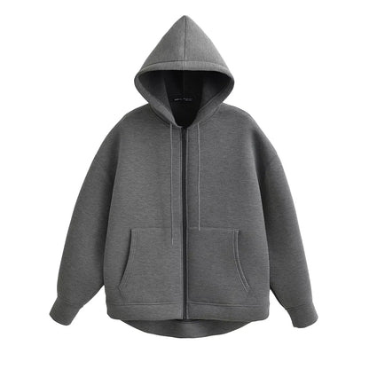 Oversized Zip Up Hoodie Women's Casual Hooded Sweatshirt Jacket