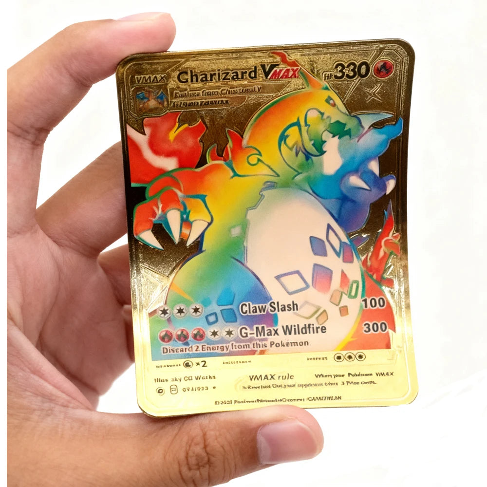 55pcs Pokemon Cards Vmax Gx Gold Foil Flash Box Party Interactive Game English Spanish Colorful