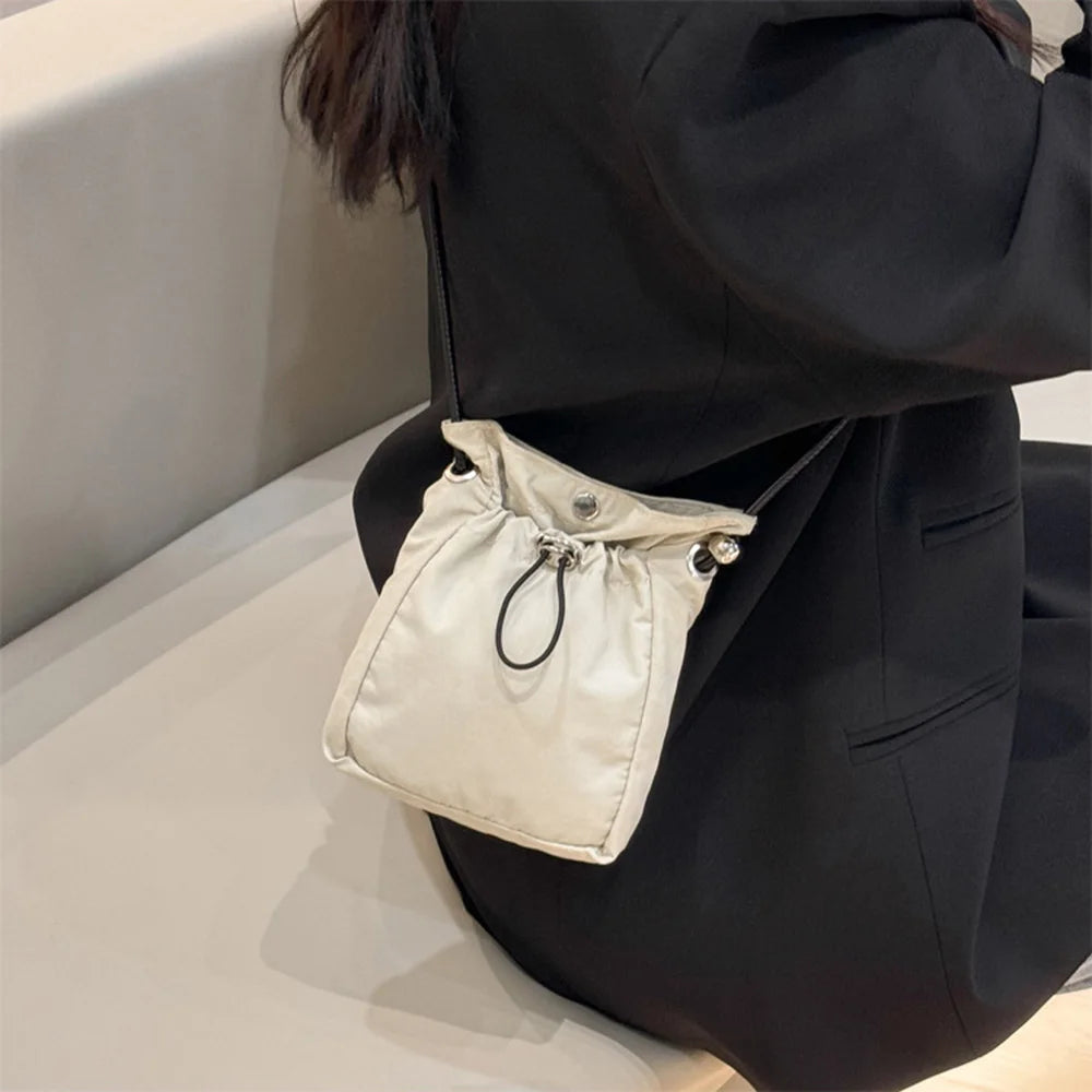 Mini Nylon Crossbody Bag – Drawstring Phone Wallet & Shoulder Purse