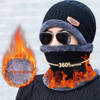 Winter Knit Beanie & Fleece Neck Warmer Set – Unisex