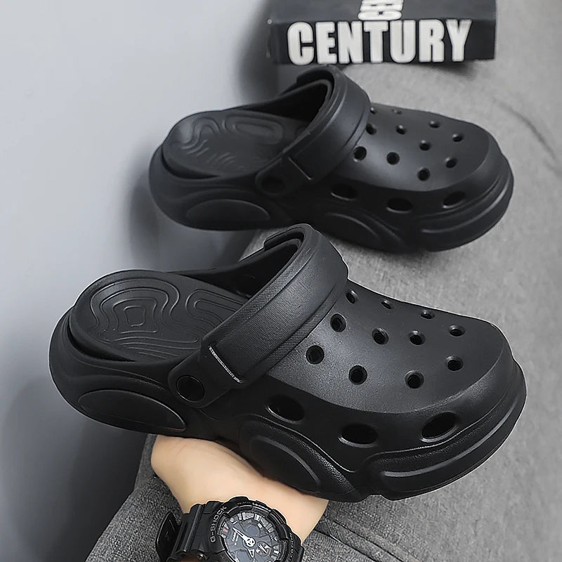 Men's Thick-Sole Clog Sandals – Non-Slip Breathable Beach Slippers