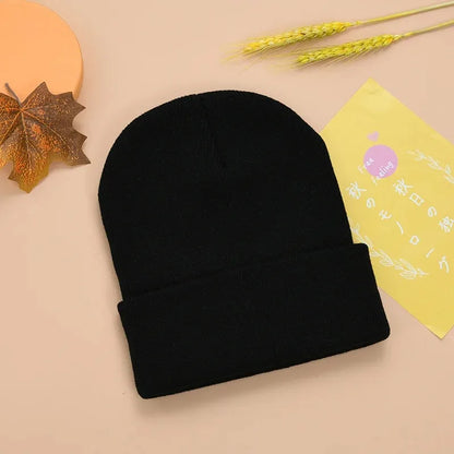 Knitted Beanie Hat – Warm Stretch Cuffed Cap for Men & Women