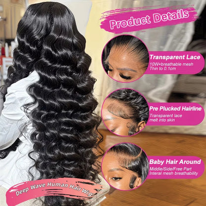 Deep Wave Lace Front Wig - HD Lace Human Hair Curly Wig