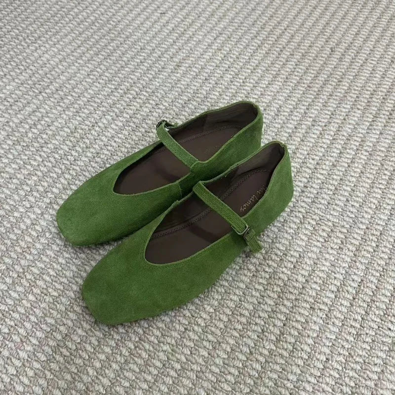 Women's Soft Suede Ballet Flats – Mary Jane Slip-On Shoes