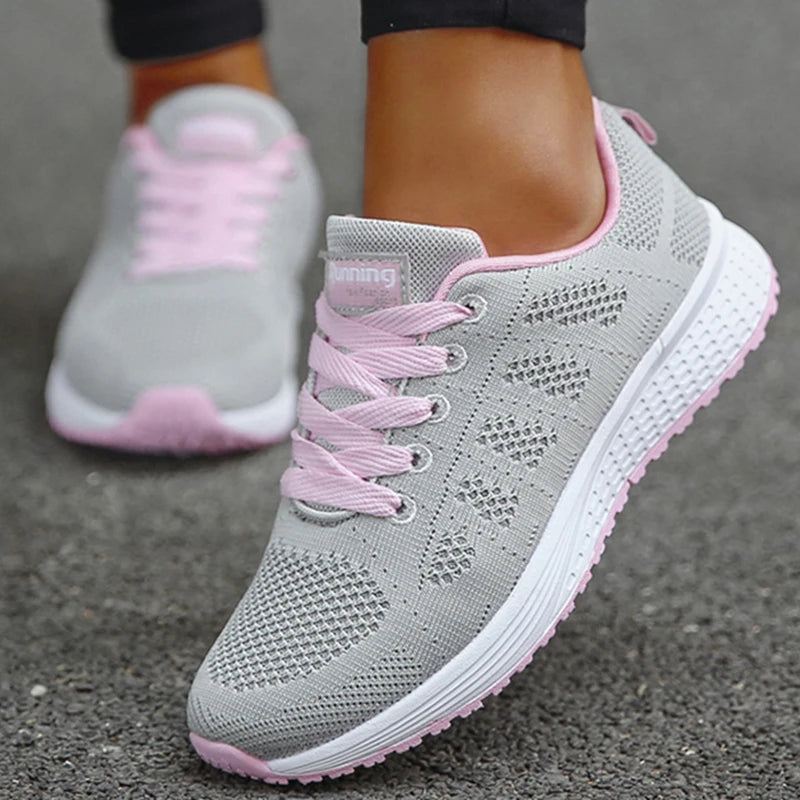 Women's Mesh Sneakers – Breathable Lace-Up Tennis Trainers