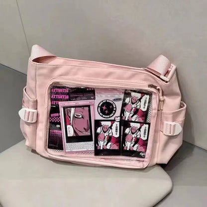 Anime Crossbody Bag with Transparent Postcard Display Window