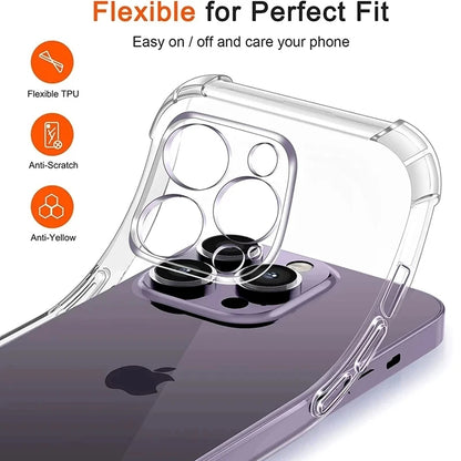 Shockproof Silicone Clear Phone Case Iphone 13 11 14 Pro Max 12 Mini Lens Protection Back 15 16 Xs X