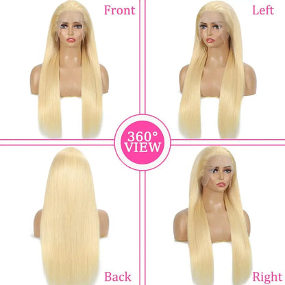 30 Inch 613 Lace Front Wig Human Hair Blonde 13x6 Hd Transparent Wigs 180 Density L Straight Frontal