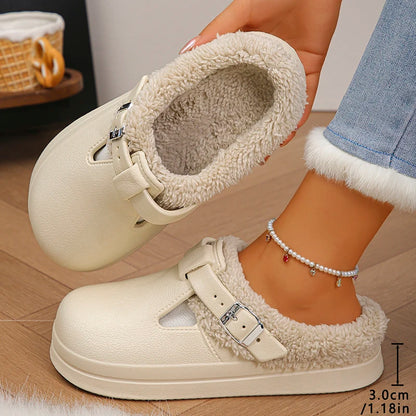 Winter Warm Fluffy Clogs Slippers Women Eva Waterproof Non Slip Home Slides Woman Lightweight Soft