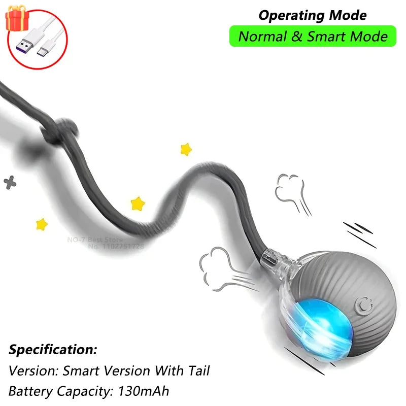 Interactive Cat Ball Toy – Automatic Rolling Ball with Plush Cover & Tail