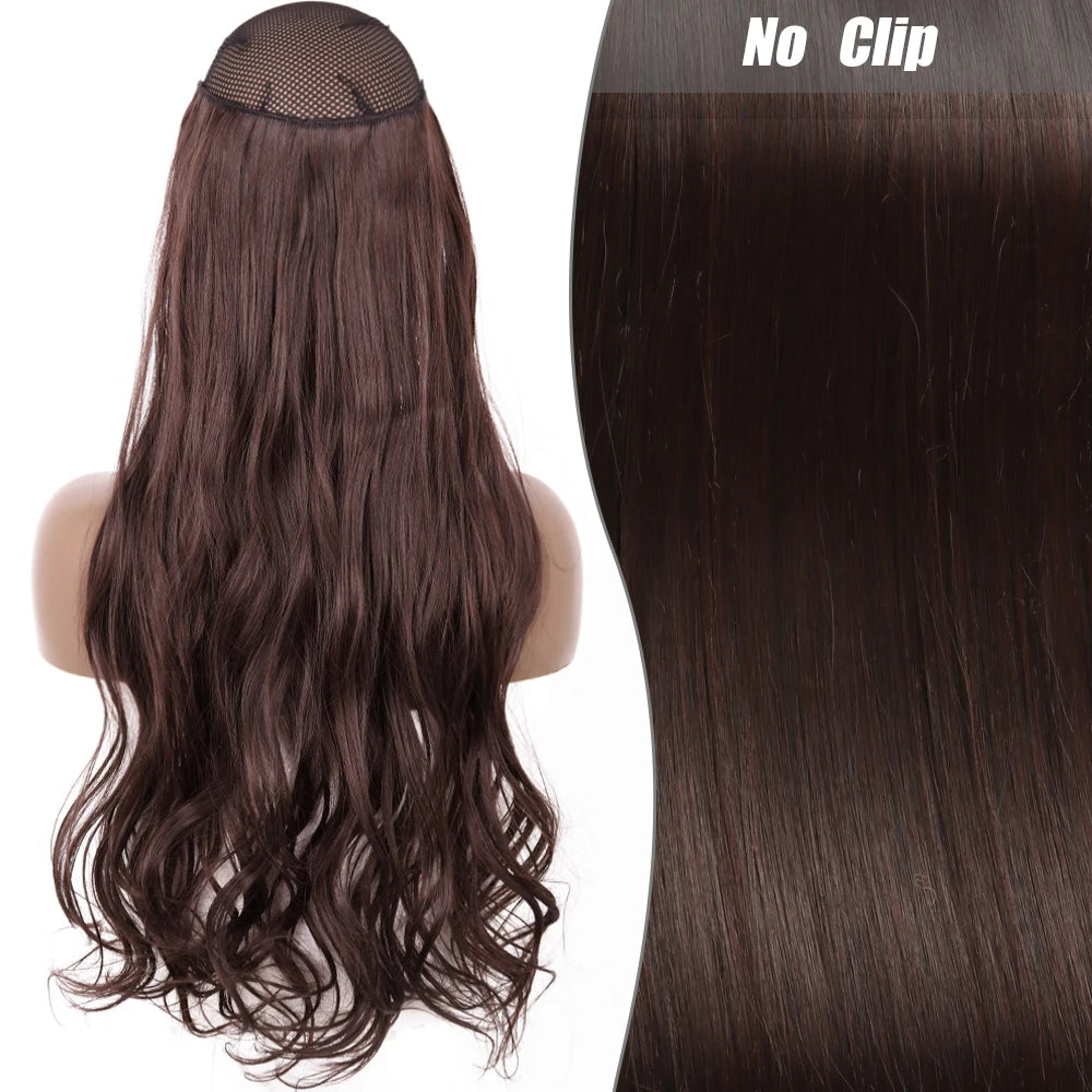No Clips Natural Hair Extension Synthatic Artificial Long Straight Hairpiece Blonde Black Mixed