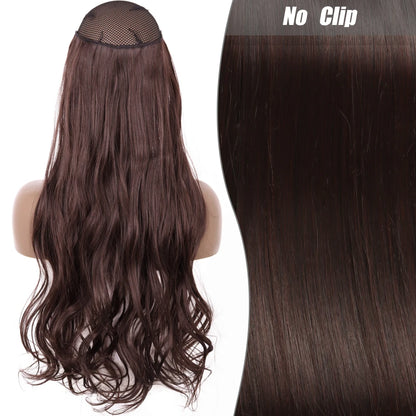 No Clips Natural Hair Extension Synthatic Artificial Long Straight Hairpiece Blonde Black Mixed