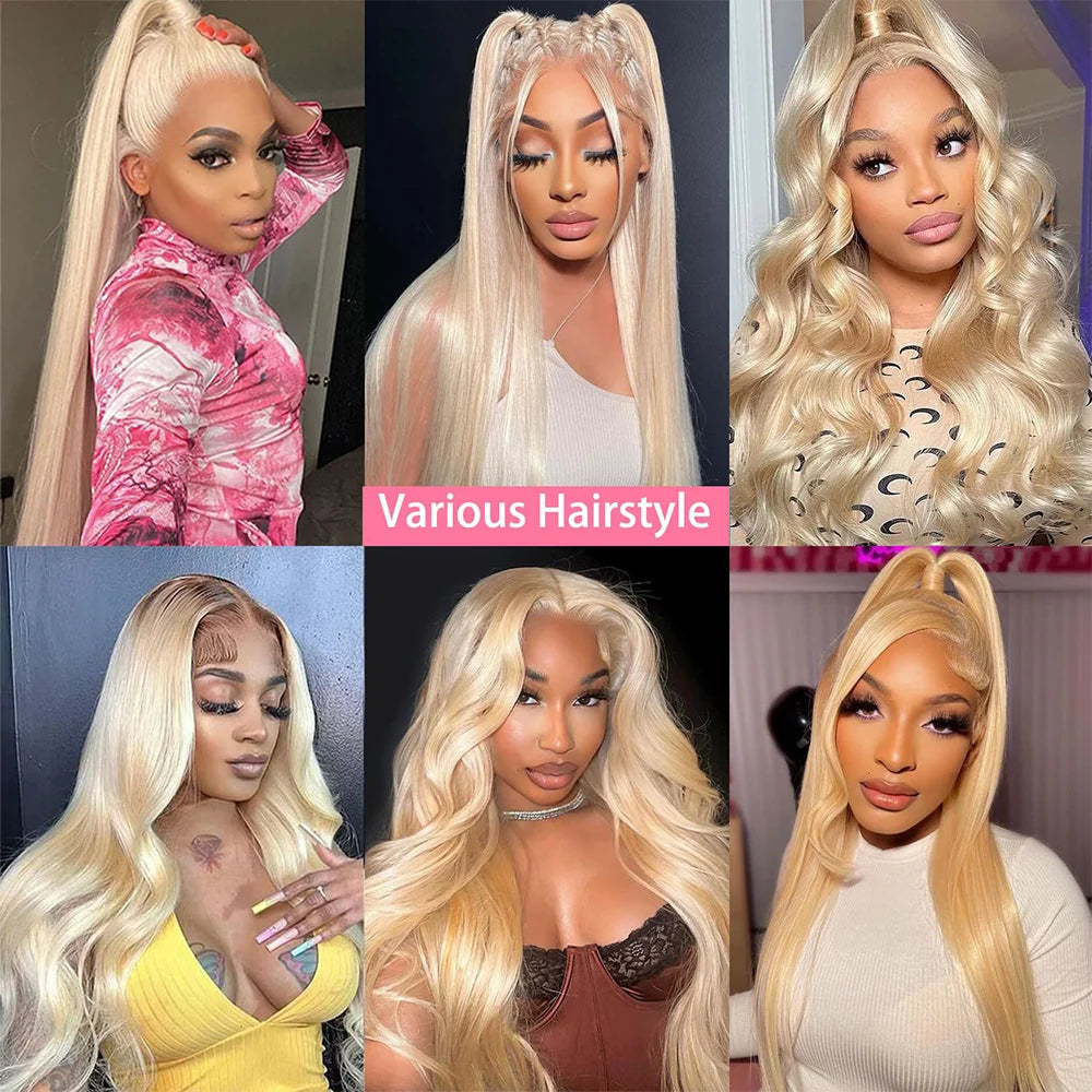 613 Blonde Lace Front Wig – Bone Straight Human Hair, 13x4 & 13x6 HD Lace