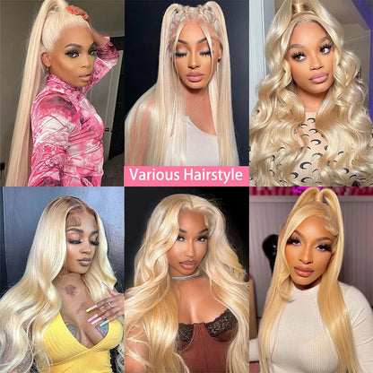 613 Blonde Lace Front Wig – Bone Straight Human Hair, 13x4 & 13x6 HD Lace