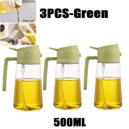 2-in-1 Oil Spray & Pour Bottle with Auto Lid – 500ml