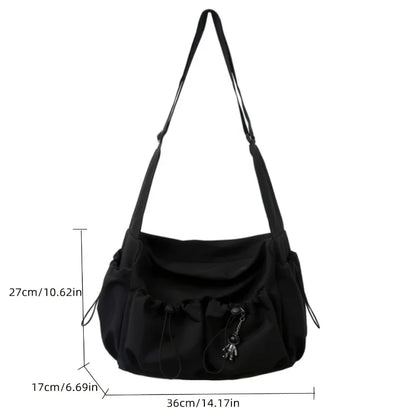 Crossbody Bag with Drawstring & Zipper Closure