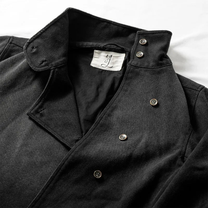 Y2K Fencing Jacket – Vintage Wash Gothic Streetwear Unisex Canvas Coat