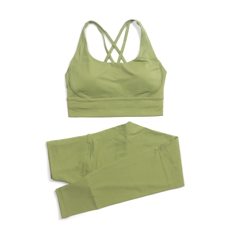Women's Nylon Yoga Set – Sports Bra & Leggings 2-Piece
