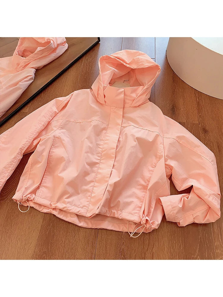 Women's Hooded Windbreaker Jacket – Windproof Outdoor Sport Coat