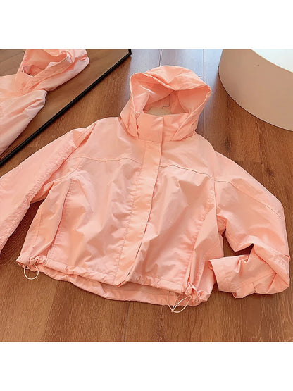 Women's Hooded Windbreaker Jacket – Windproof Outdoor Sport Coat