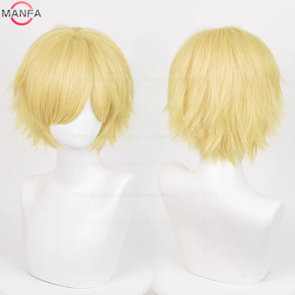 Anime 30cm Short Straight Cosplay Wig Black White Green Brown Purple Blue Gray Red Gold Man Women