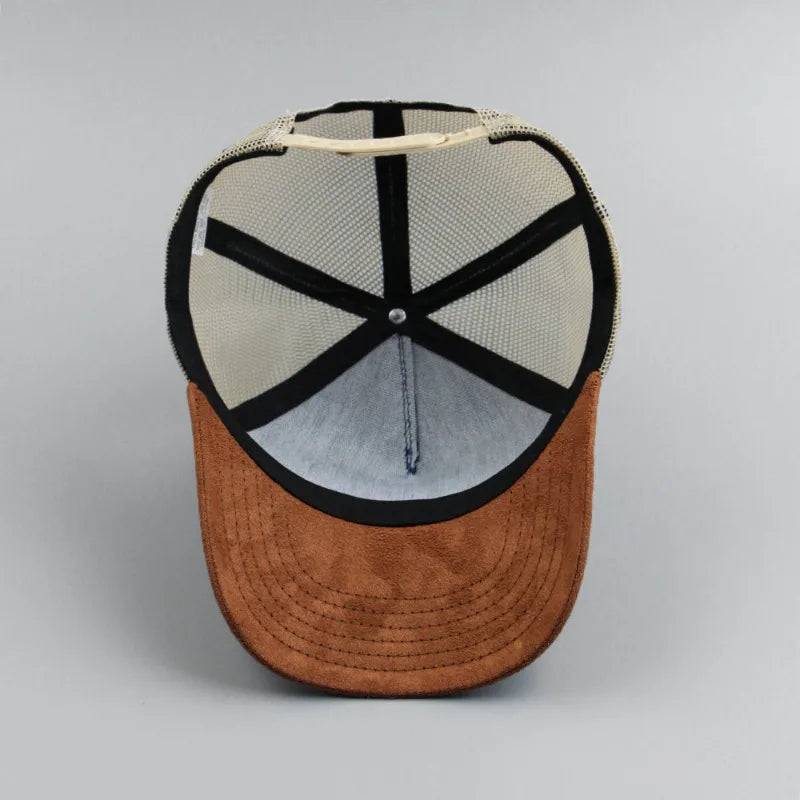 Five-Panel Suede Mesh Trucker Cap – Unisex Baseball Hat