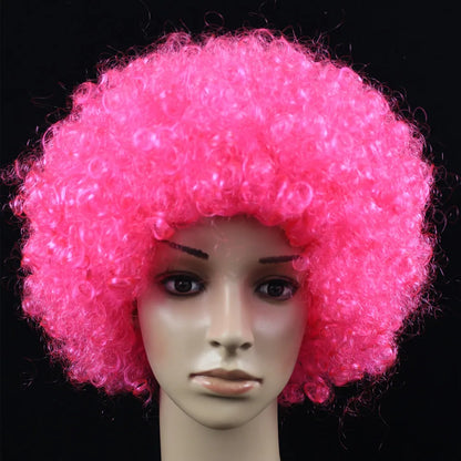 Women Curly Cosplay Wig Short Wavy Hair Colorful Synthetic Daily Party Men Football Fan Wearing Kids