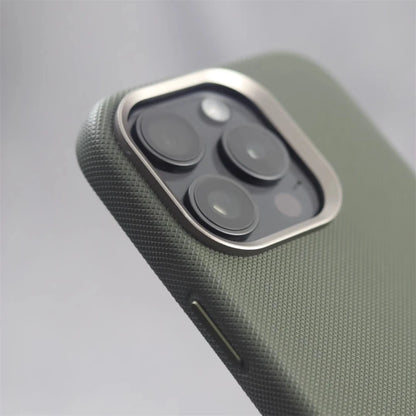 Luxury Alloy Lens Frame Particle Pu Leather Magnetic Case Iphone 17 16 Pro Max 15 14 13 Magsafe