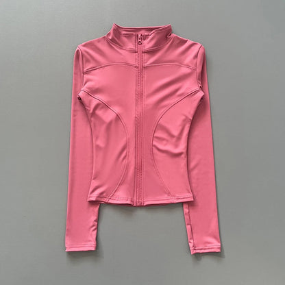 Women's Zip-Up Workout Jacket – Stretch Fitted Running & Yoga
