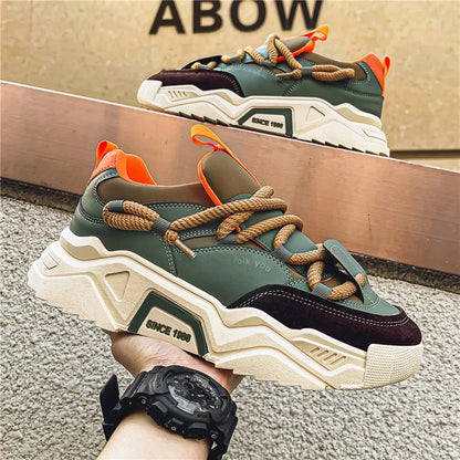 Men's Chunky Platform Sneakers – Casual Outdoor Lace-Up Shoes