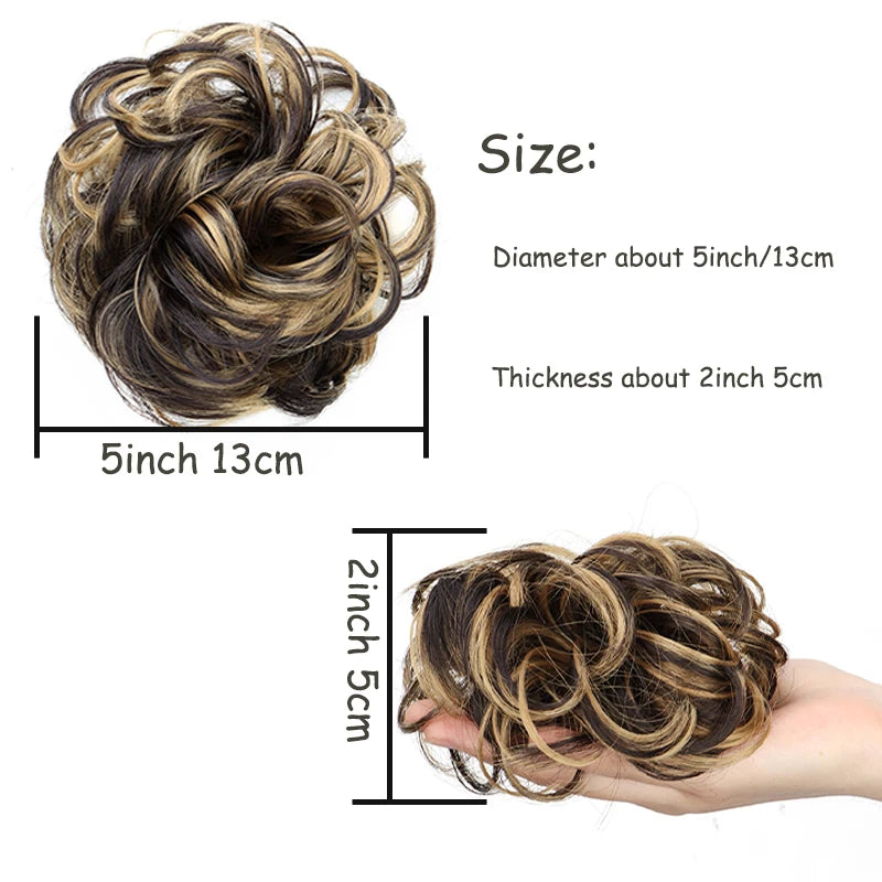 Synthetic Messy Bun Chignon Donut Hair Pad Elastic Rope Rubber Band Black Brown Blonde Hairpiece