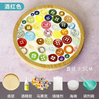 DIY Mosaic Coaster Kit – Handmade Bamboo Cup Mat with Glass Tiles