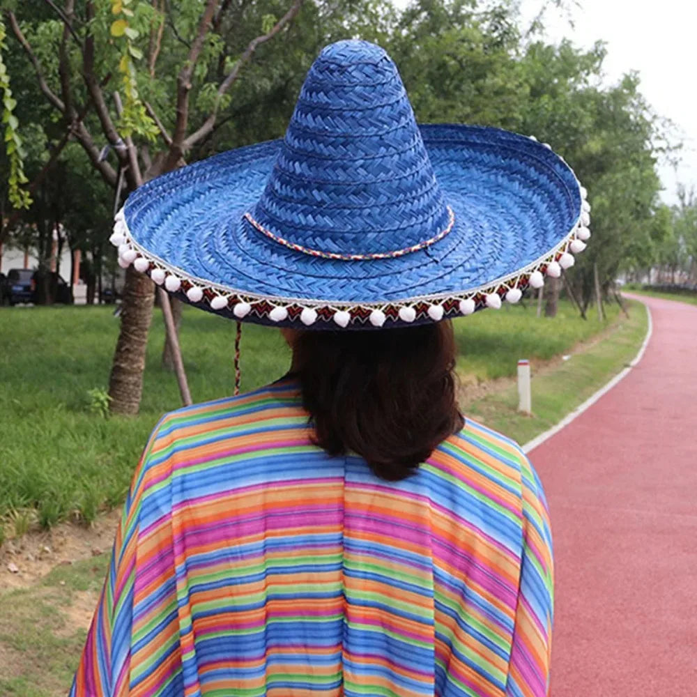 Colorful Mexican Sombrero – Wide Brim Straw Party Hat for Men & Women
